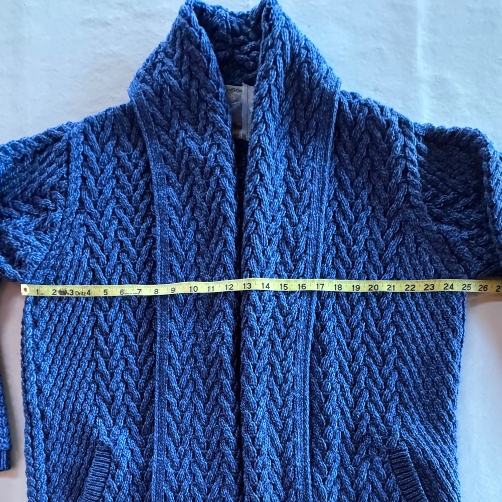 NWT Aran Crafts Blue Open-Front Merino Wool Sweater Cardigan (XXL 22W-24W) - Picture 9 of 17